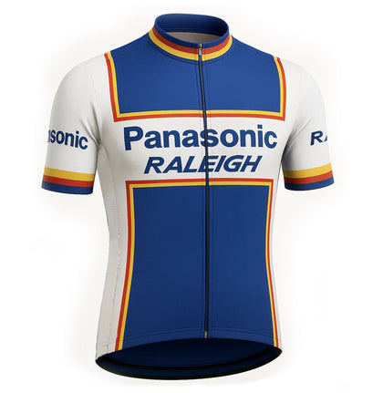 Retro Cycling Jersey Panasonic Raleigh - White/Blue
