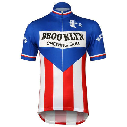 Retro Cycling Jersey Brooklyn - Red/Blue