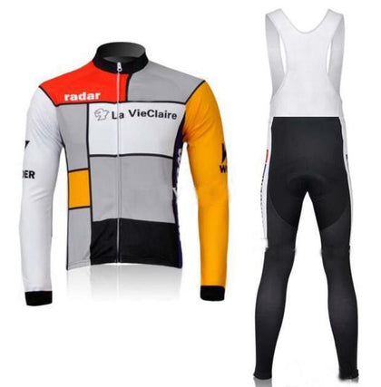 Retro Cycling Outfit La Via Claire - Jacket (fleece) and long pants - Multicoloured