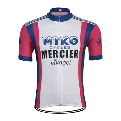 Retro Cycling Jersey Miko-Mercier-Vivagel - Pink/White