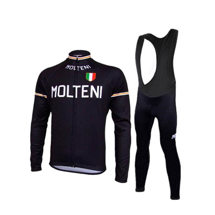 Retro Cycling Outfit Molteni Arcore - Jacket (fleece) and long pants  – Black