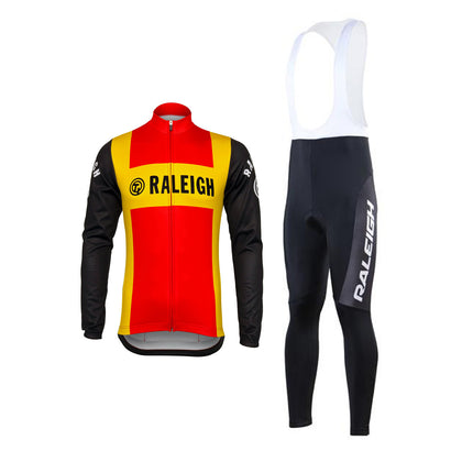 Retro Cycling Outfit Ti-Raleigh - Jacket (fleece) and long pants - Red