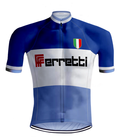 Retro cycling jersey Ferretti Blue - REDTED