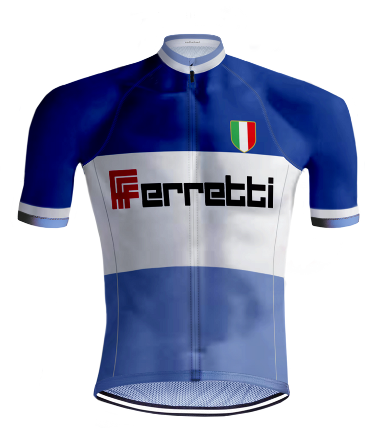 Retro cycling jersey Ferretti Blue - REDTED