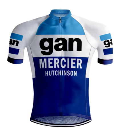 RETRO CYCLING JERSEY GAN MERCIER Blue - REDTED