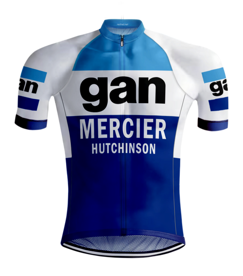 RETRO CYCLING JERSEY GAN MERCIER Blue - REDTED