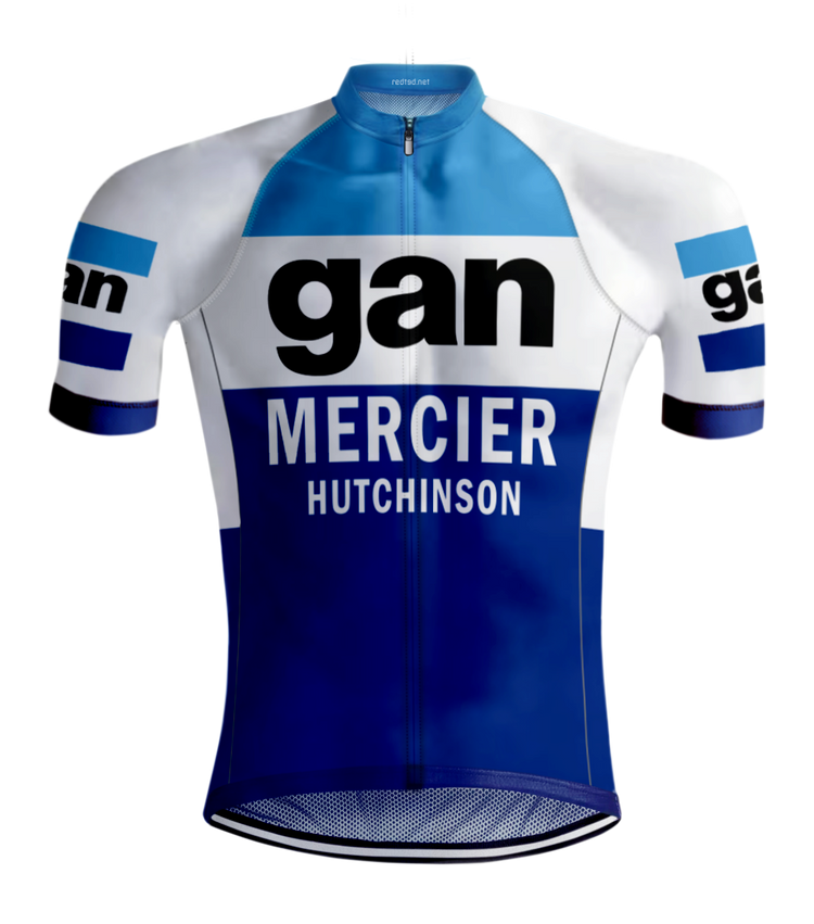 RETRO CYCLING JERSEY GAN MERCIER Blue - REDTED