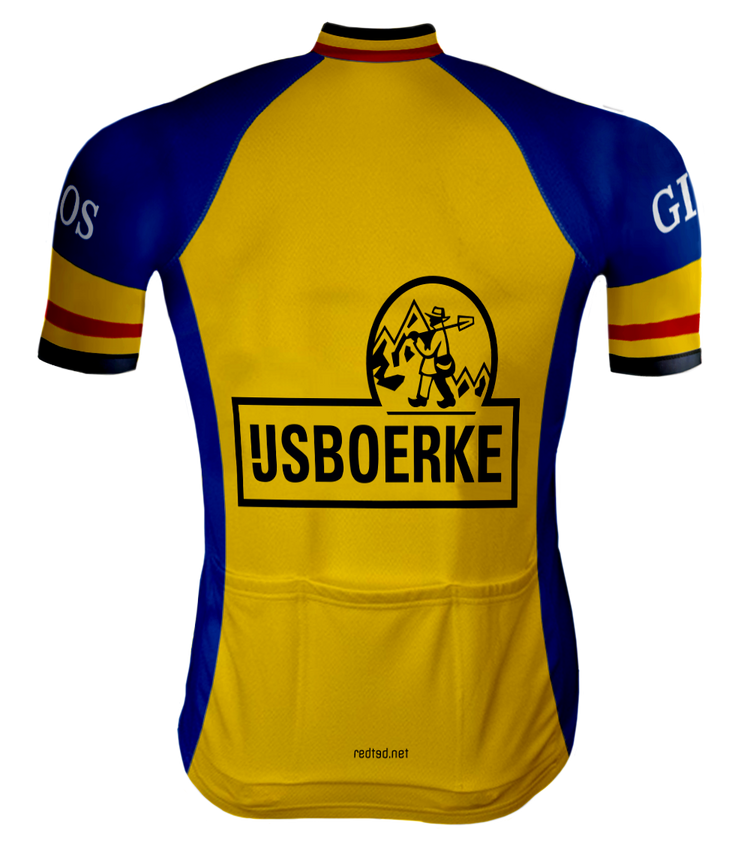 RETRO CYCLING JERSEY Ijsboerke Warncke Yellow - REDTED