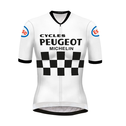 Retro women cycling jersey Peugeot White/black - REDTED