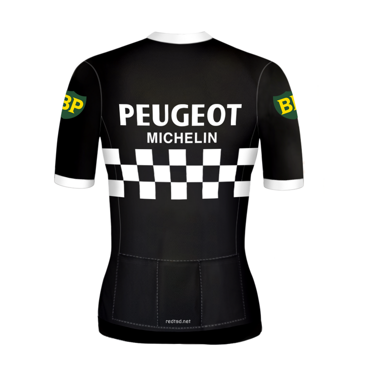 Retro women cycling jersey Peugeot Black/White - REDTED