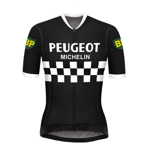 Retro women cycling jersey Peugeot Black/White - REDTED