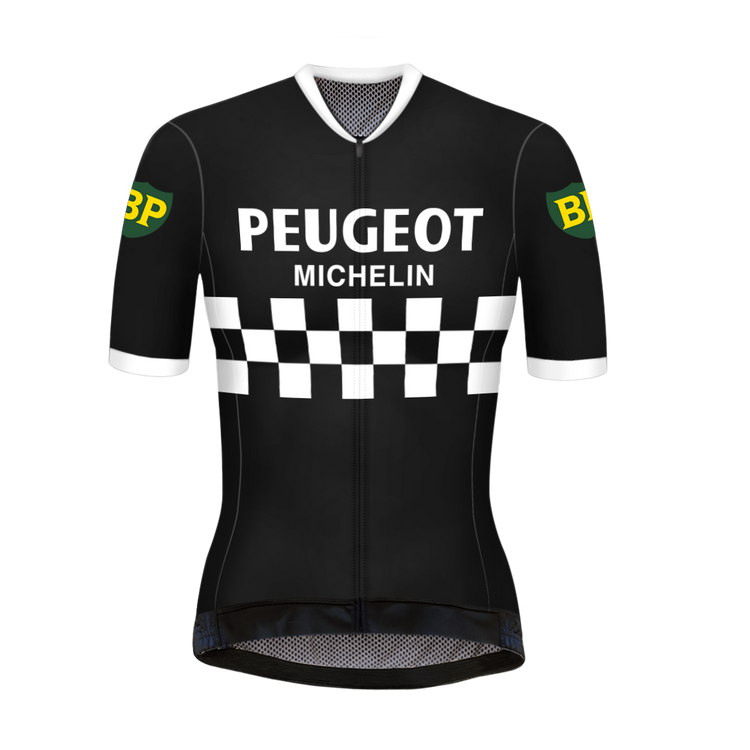Retro women cycling jersey Peugeot Black/White - REDTED