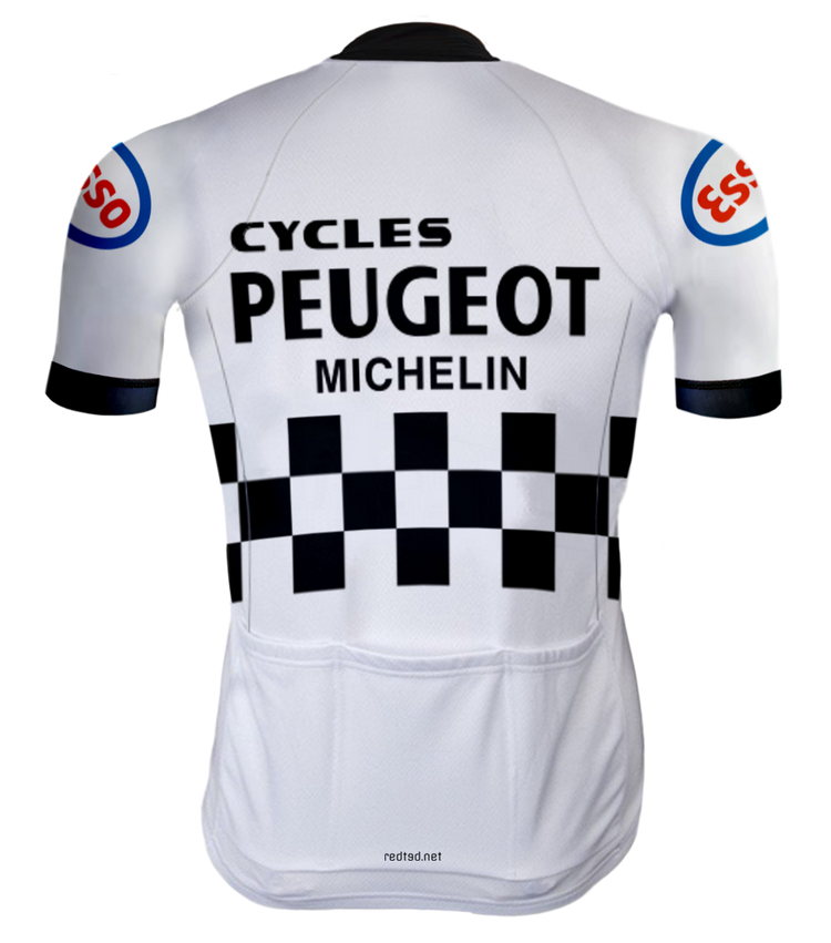 Retro cycling Jersey Peugeot White/black - REDTED