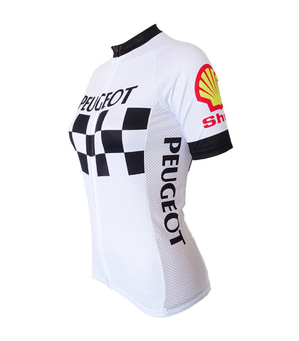 Retro Cycling Jersey Women Peugeot - White