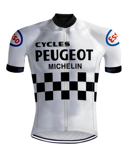 Retro cycling Jersey Peugeot White/black - REDTED