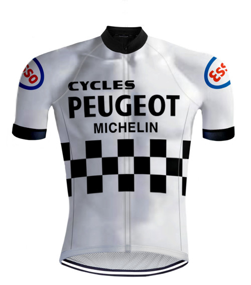 Retro cycling Jersey Peugeot White/black - REDTED