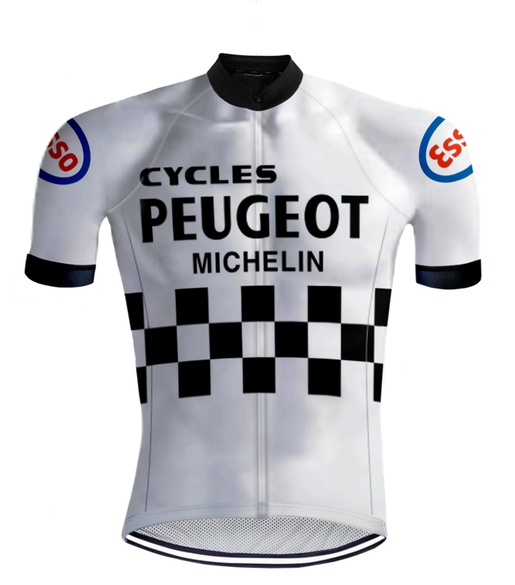 Retro cycling Jersey Peugeot White/black - REDTED