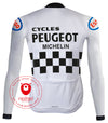 Retro Cycling Jersey Peugeot long sleeves white - REDTED