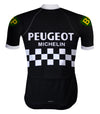 Retro cycling jersey Peugeot Black/White - REDTED