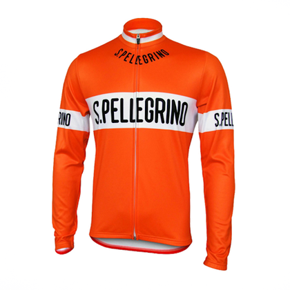 Retro Cycling Jersey Pellegrino Long Sleeves - Orange