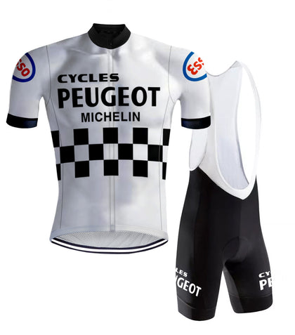 Retro Cycling Outfit Peugeot White/Black - REDTED