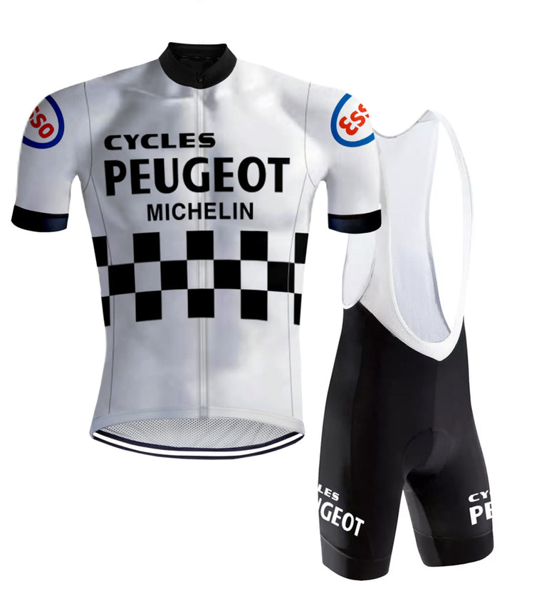Retro Cycling Outfit Peugeot White/Black - REDTED