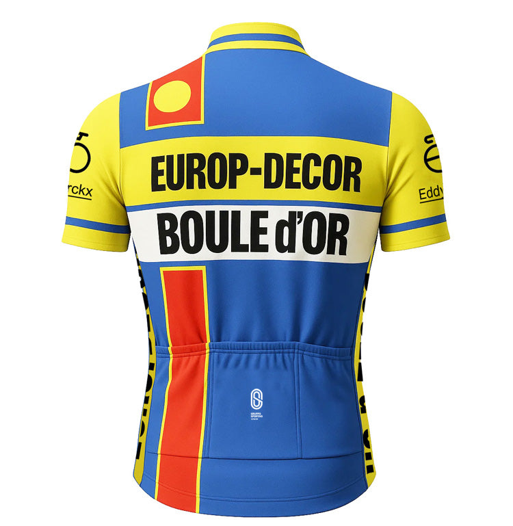 Retro Cycling Jersey Europ-Decor - Yellow/Blue - Gruppo Sportivo