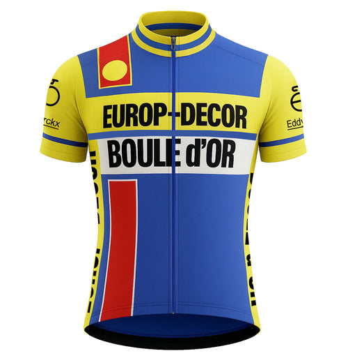 Retro Cycling Jersey Europ-Decor - Yellow/Blue - Gruppo Sportivo