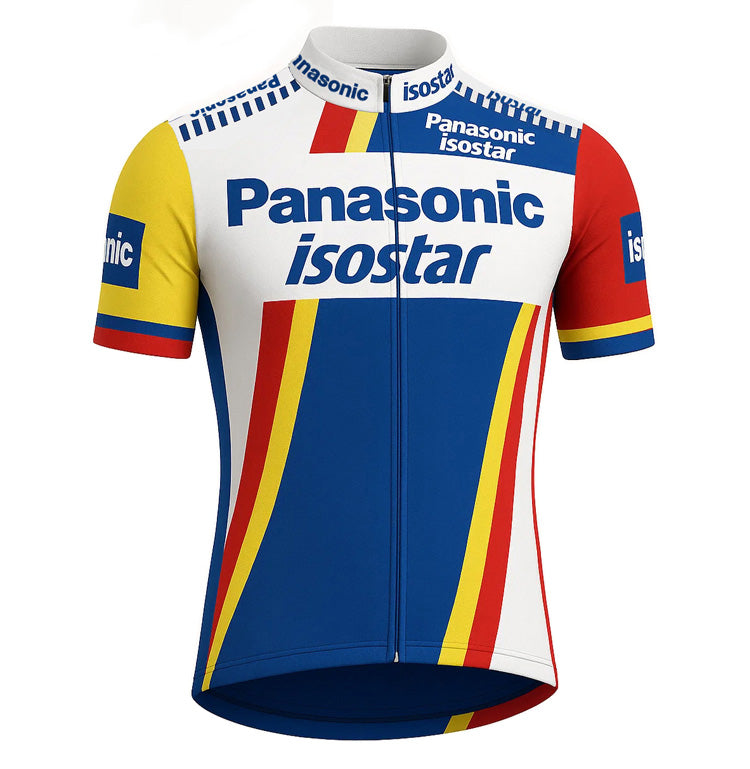 Retro Cycling Jersey Panasonic-Isostar - Multicoloured