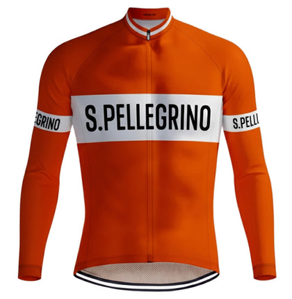 Retro Cycling Jacket (fleece) Pellegrino - Orange