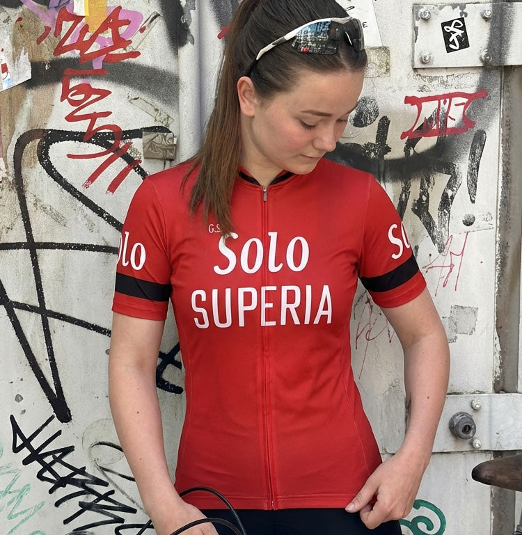Retro Cycling Jersey Women Solo Superia - Red