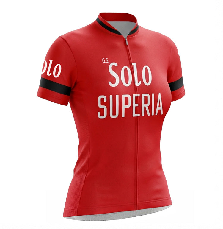 Retro Cycling Jersey Women Solo Superia - Red