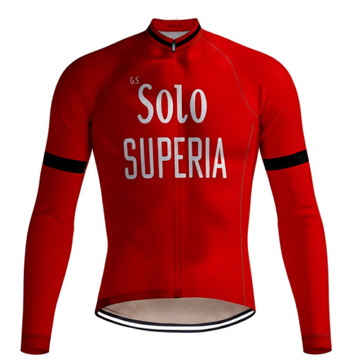Retro Cycling Jacket (fleece) Solo Superia - Red