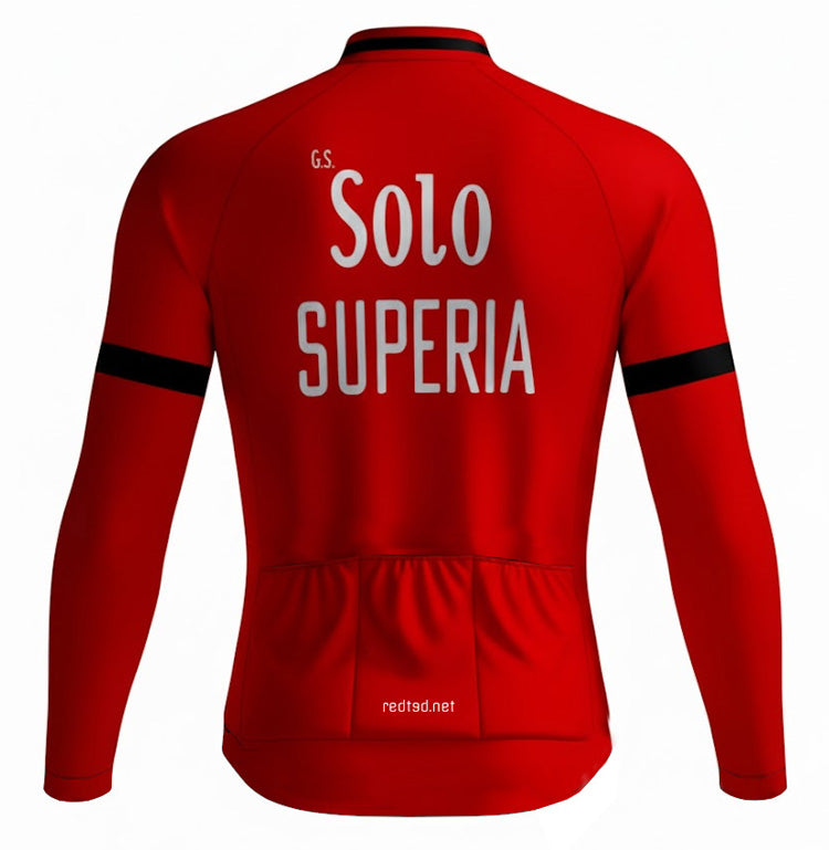 Retro Cycling Jacket (fleece) Solo Superia - Red