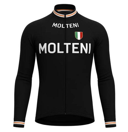 Retro Cycling Jacket (fleece) Molteni - Black
