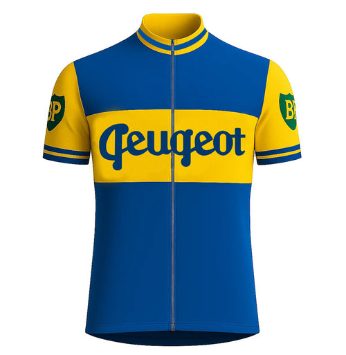 Retro Cycling Jersey Peugeot-Dunlop - Blue/Yellow