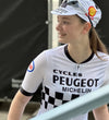 Retro women cycling jersey Peugeot White/black - REDTED