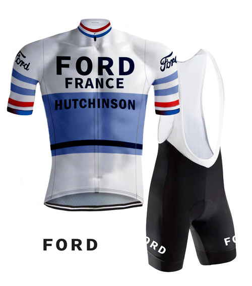 RETRO CYCLING OUTFIT FORD WHITE/BLUE - REDTED