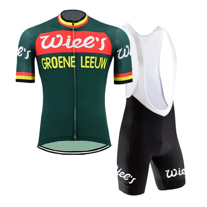 RETRO CYCLING OUTFIT Wiel's Groene Leeuw - Red/Green