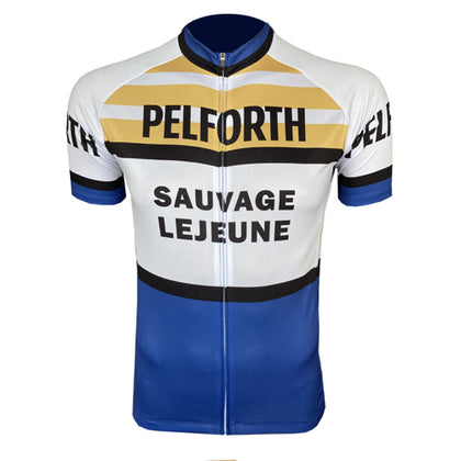Retro Cycling Jersey Pelforth Lejeune - White/Blue
