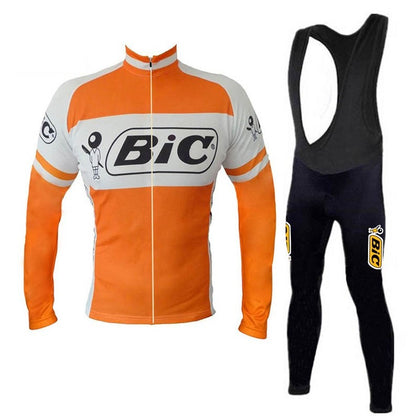 Retro Cycling Outfit Bic - Jacket (fleece) and long pants  - Orange