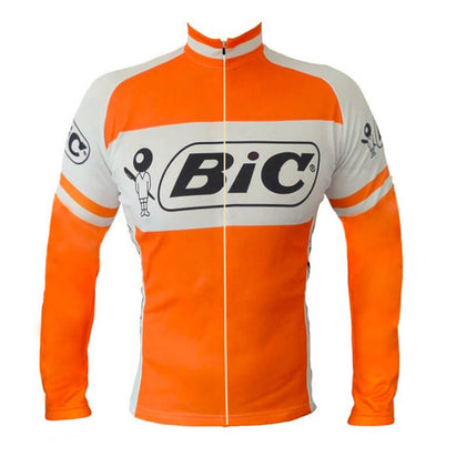 Retro cycling jersey BIC long sleeves - orange