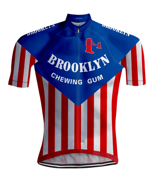 RETRO CYCLING JERSEY BROOKLYN Blue/Red - REDTED