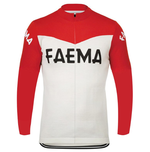 Retro Cycling Jacket (fleece) Faema - Red/White