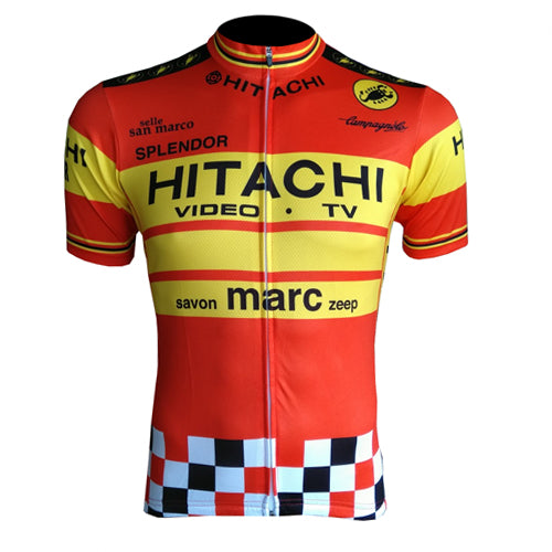 Retro Cycling Jersey Hitachi - Red/Yellow