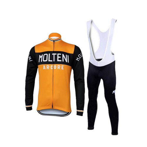 Retro Cycling Outfit Molteni Arcore - Jacket (fleece) and long pants - Orange