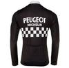 Retro Cycling Outfit Peugeot - Jacket (fleece) and long pants - Black