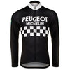 Retro Cycling Outfit Peugeot - Jacket (fleece) and long pants - Black