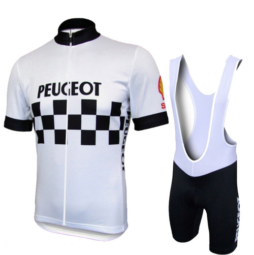 Retro Cycling Outfit Peugeot - White/Black