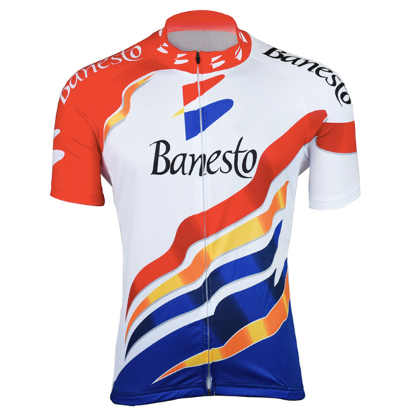 Retro Cycling Jersey Banesto White Red Blue